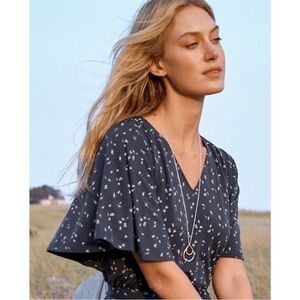 NEW Garnet Hill Flutter Sleeve Midi Dress Sz S